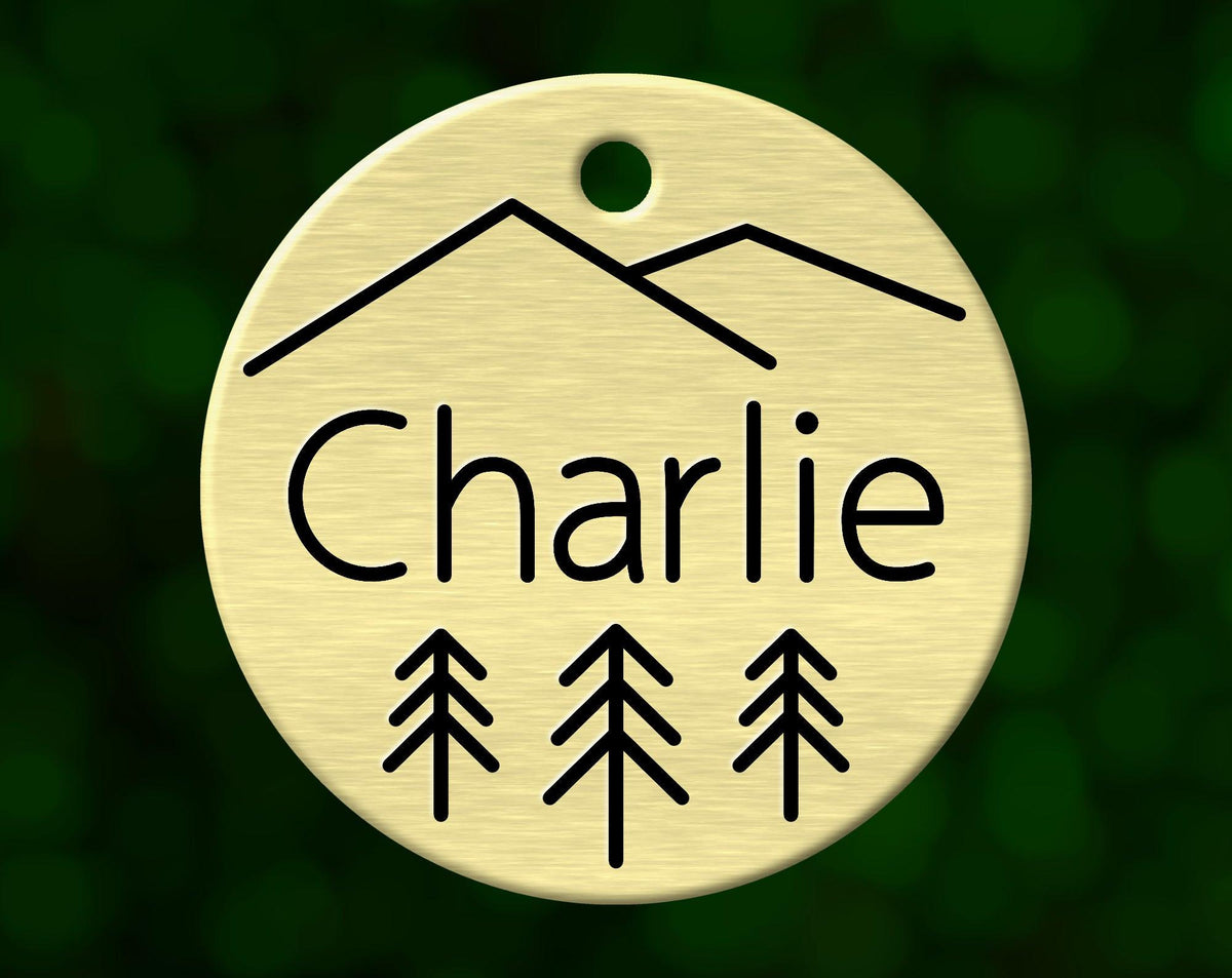 Mountain dog tag with name Charlie